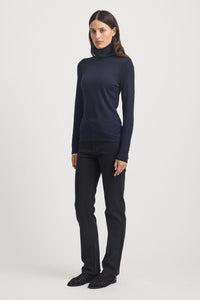 Turtle Neck Merino Tee Navy
