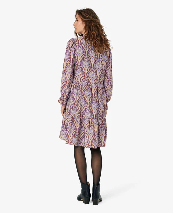 Mirabel Dress Print Purple/Beige