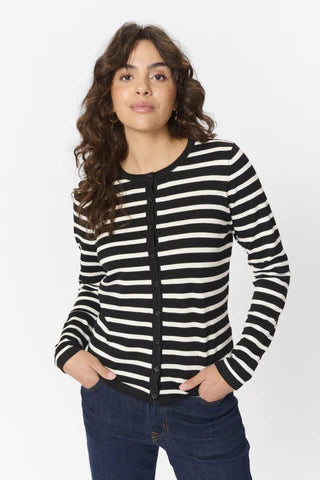 Saint Tropez | Mila Striped Cardigan | Black Striped