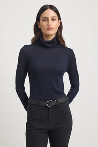 Turtle Neck Merino Tee Navy
