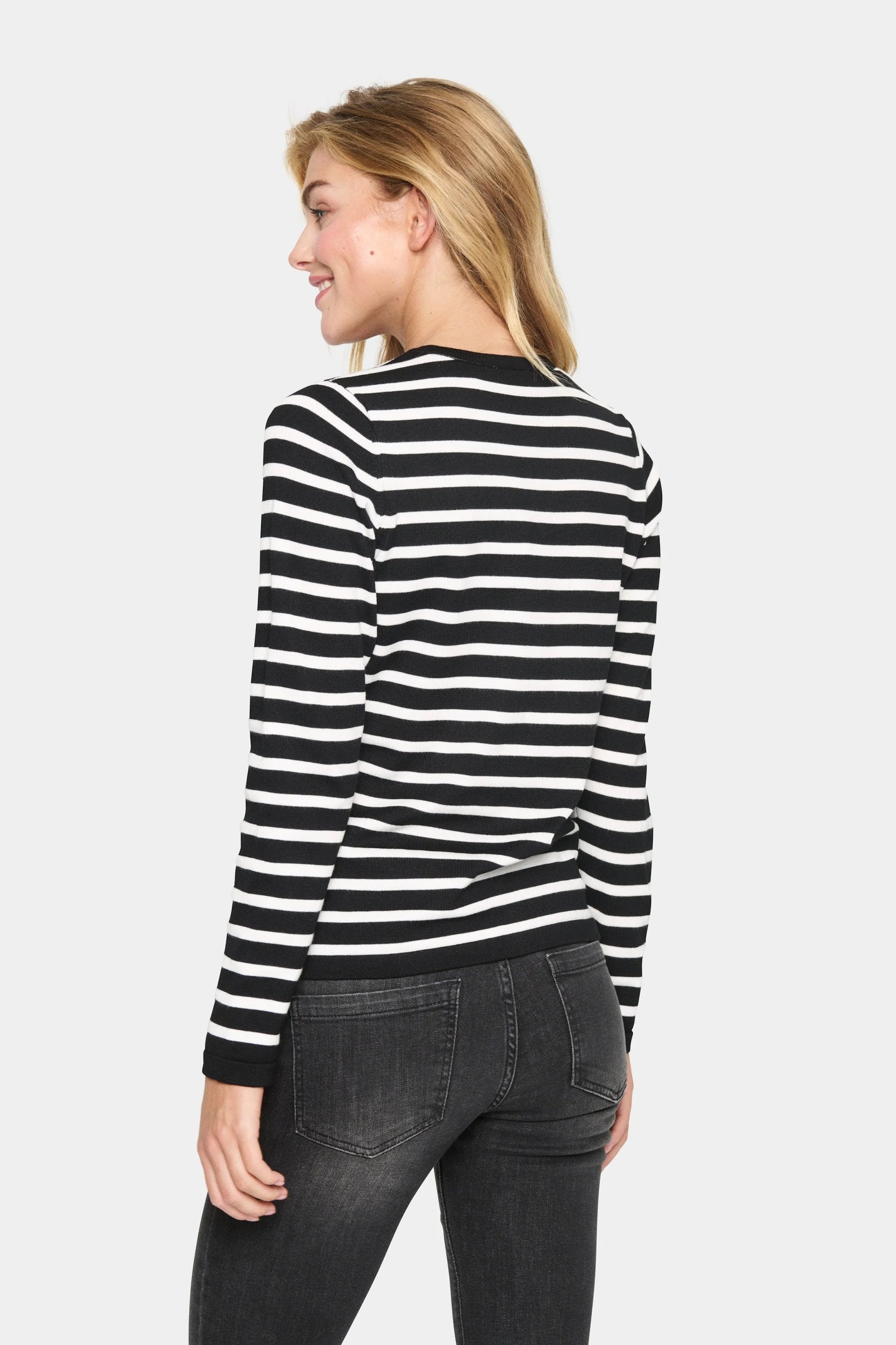 Saint Tropez | Mila Striped Cardigan | Black Striped
