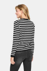 Saint Tropez | Mila Striped Cardigan | Black Striped