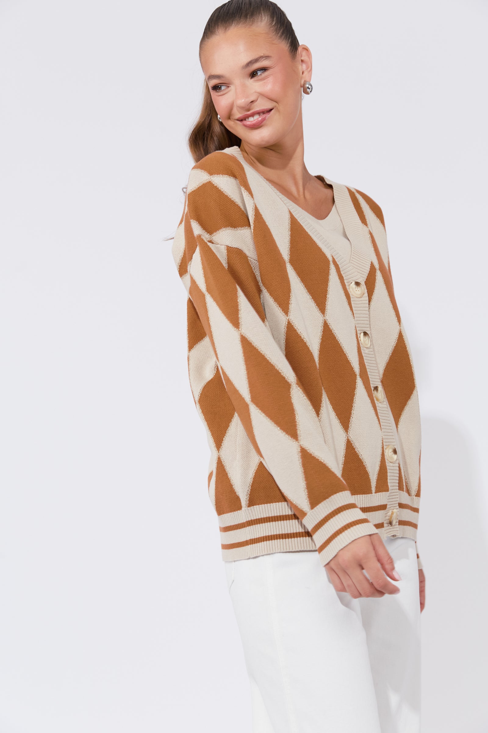 Casablanca Lurex Cardigan Sand/Dune