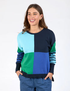 Elm | Fern Mixed Knit | Blue Green Navy