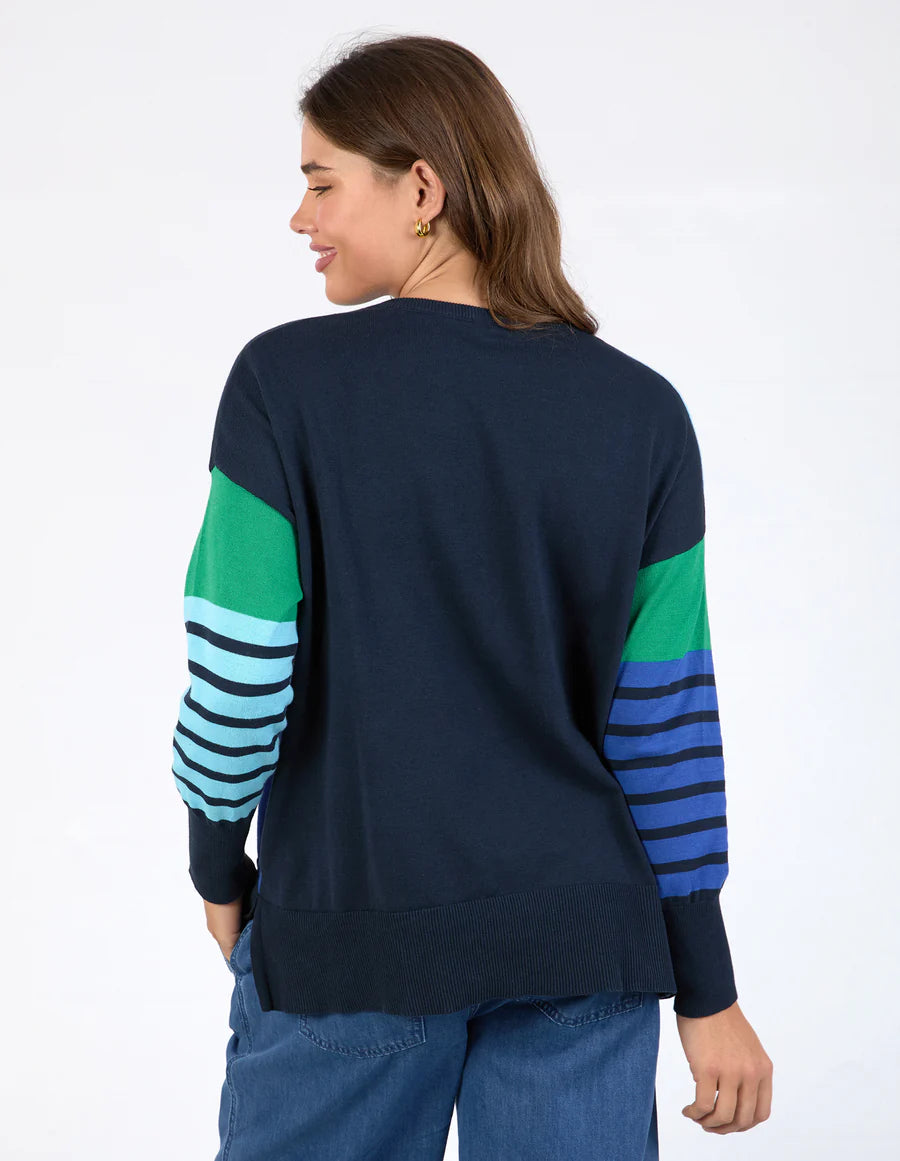 Elm | Fern Mixed Knit | Blue Green Navy