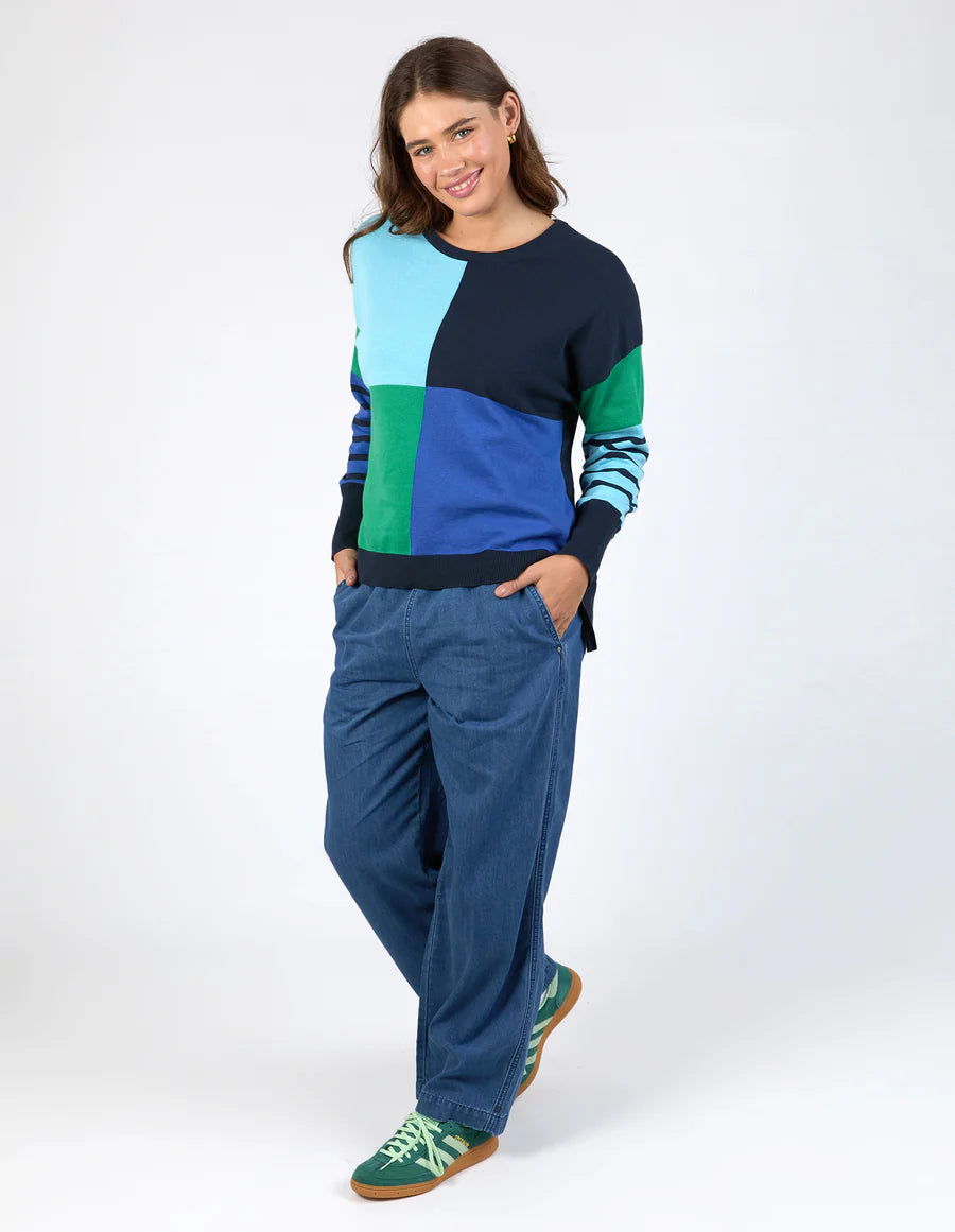 Elm | Fern Mixed Knit | Blue Green Navy