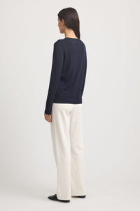 Fine Merino Cardigan French Navy