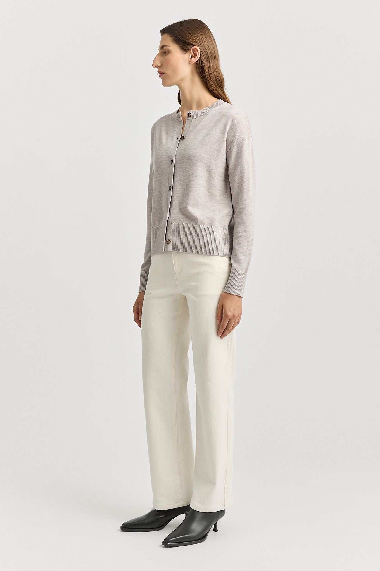 Fine Merino Cardigan Light Oak