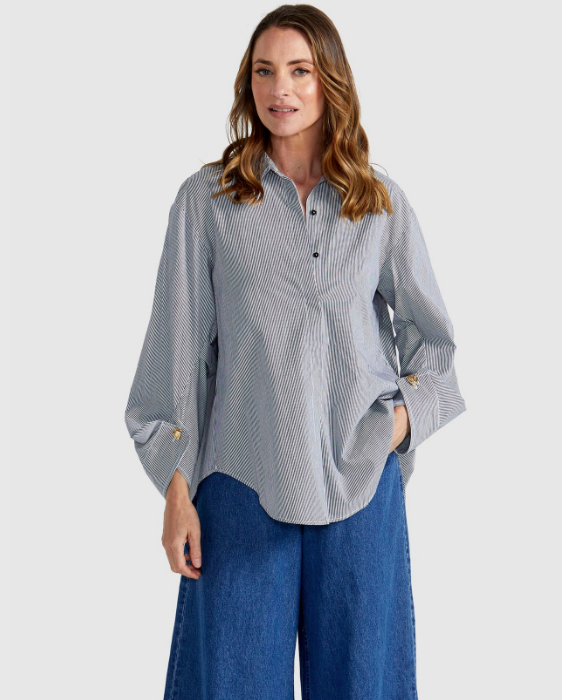 Madras Shirt - Black & White Stripe
