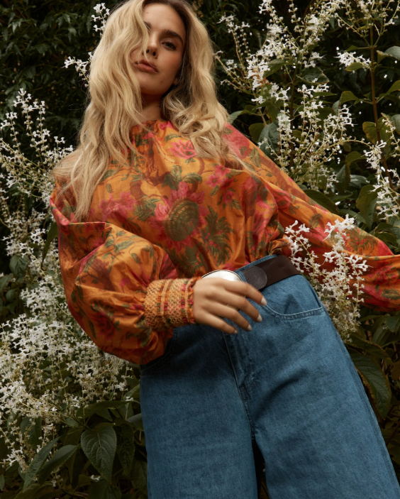 Panama Top Orange Floral