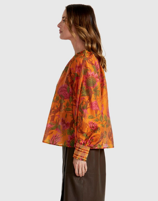 Panama Top Orange Floral