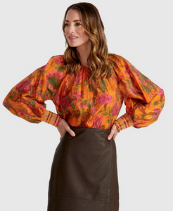 Panama Top Orange Floral