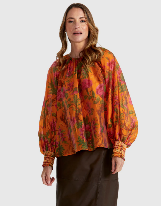 Panama Top Orange Floral