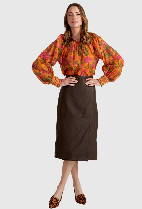 Panama Top Orange Floral