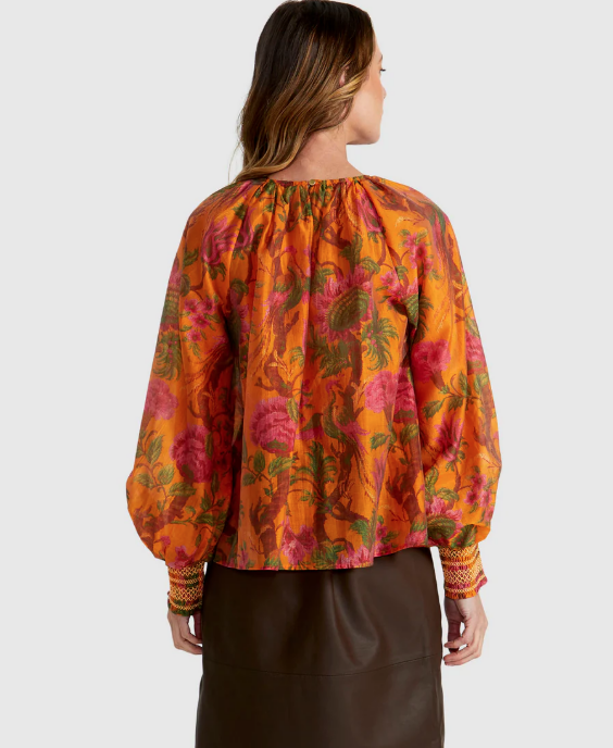 Panama Top Orange Floral