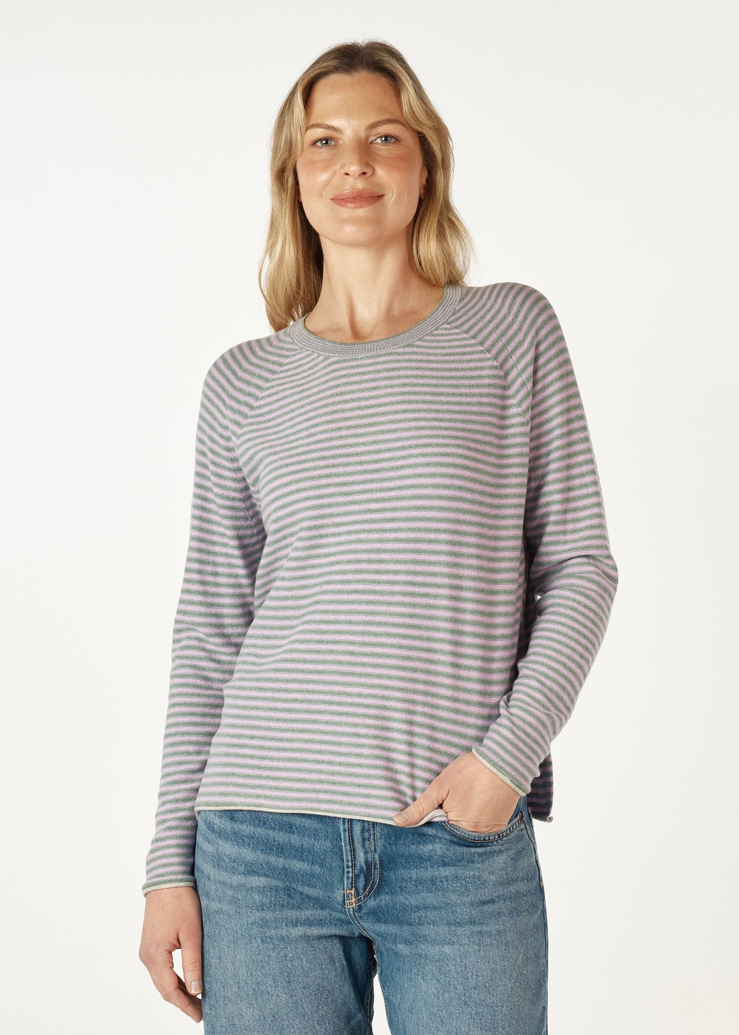 Z&P Essential Stripe Crew Moss