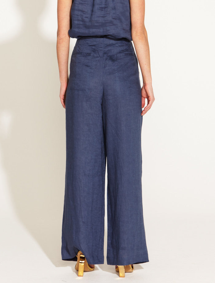 A Walk in the Park High Waisted Belted Pants Navy
