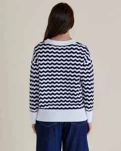 Betty Basic | Ember Knit Jumper | Navy Wave Stripe