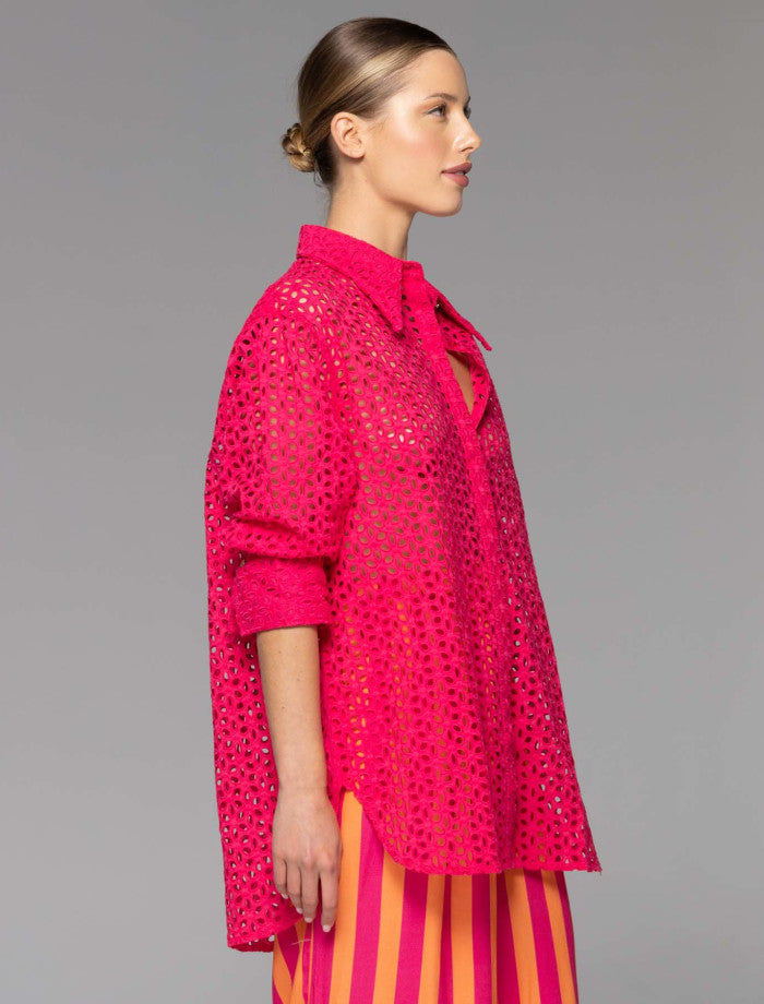 Dream Lover Broderie Blouse Ruby Pink