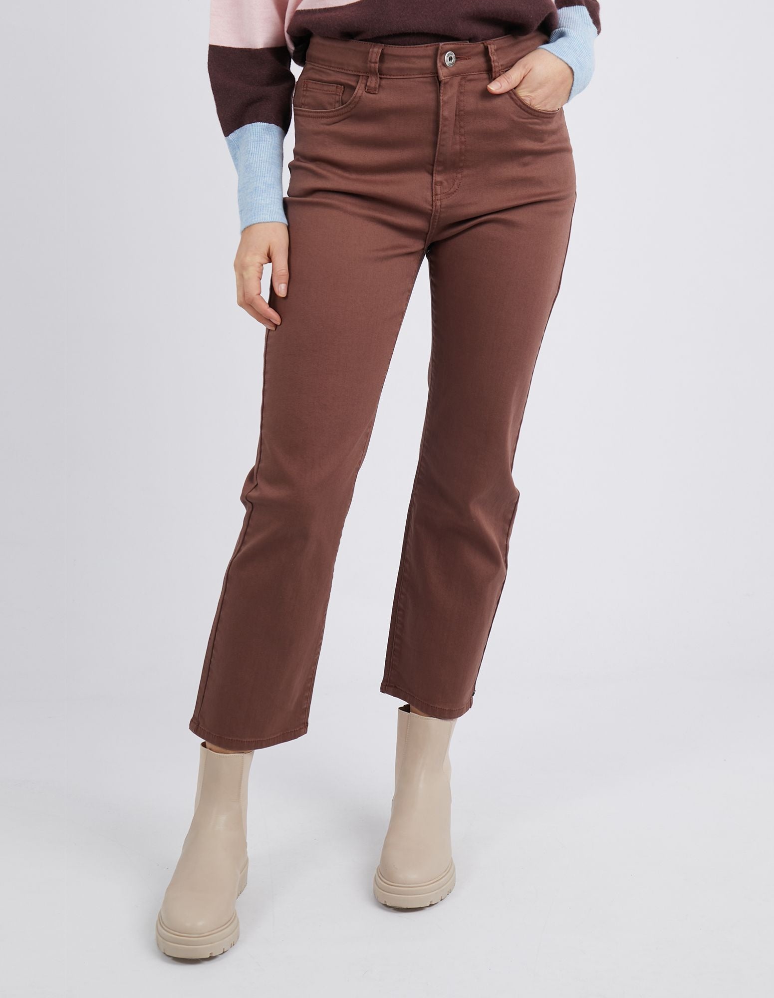 Elm Willow Coloured Jean Chocolate
