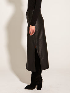 Underground Leather Midi Skirt Black