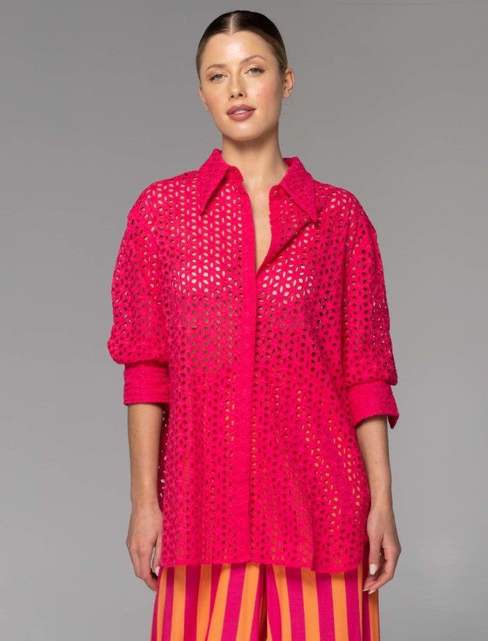 Dream Lover Broderie Blouse Ruby Pink
